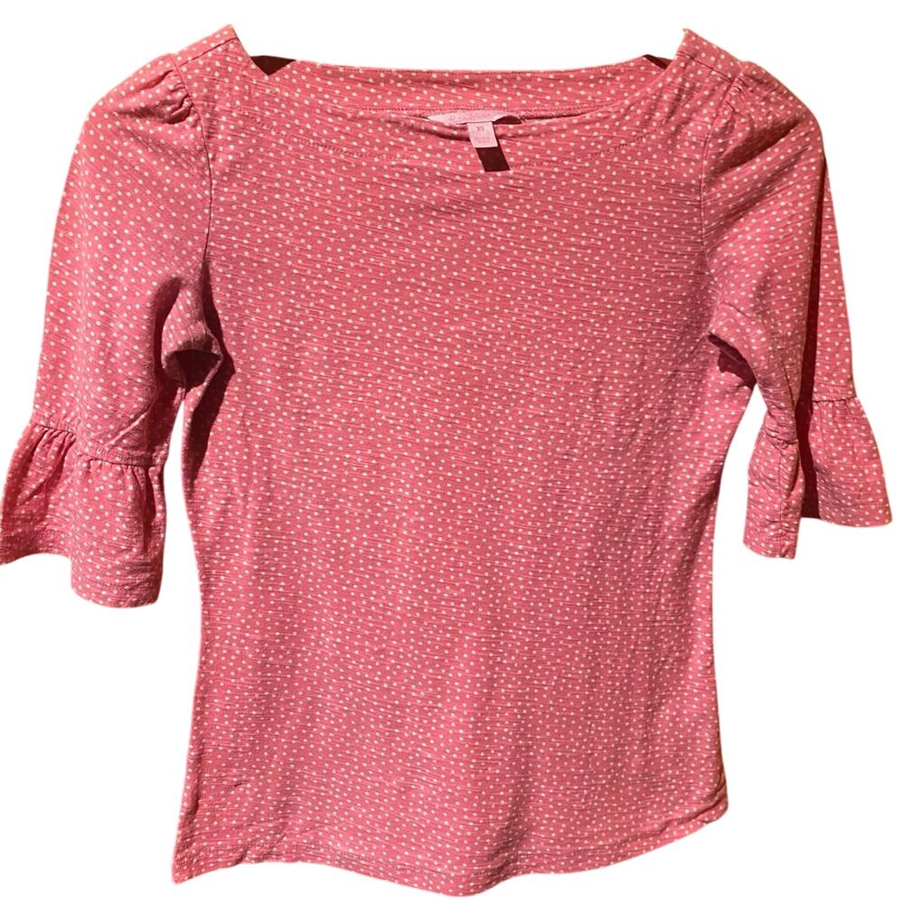 Lily Pulitzer Size XS polka dot shirt Pink White Knit half sleeve Preppy Femme